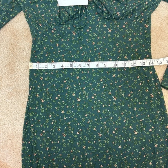 Reformation Anjeline Coriander Greeb Floral Mini Dress Size Medium - Picture 10 of 14